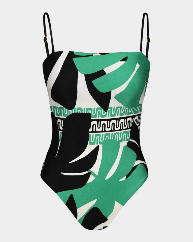 Monstera Bandeau One-Piece Swimsuit